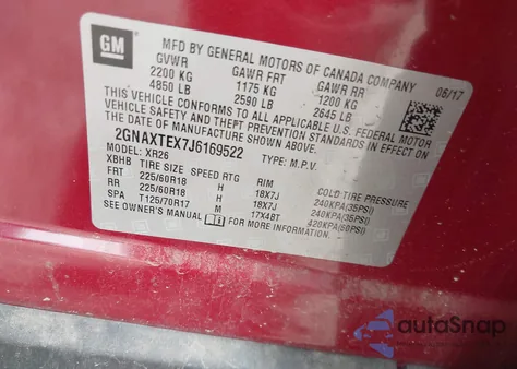 2018 Chevrolet Equinox Lt из США, поврежденный, VIN 2GNAXTEX7J6169522